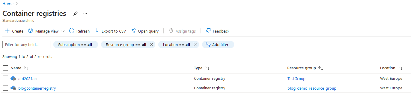 Azure - Provisioning an Azure Container Registry using Terraform