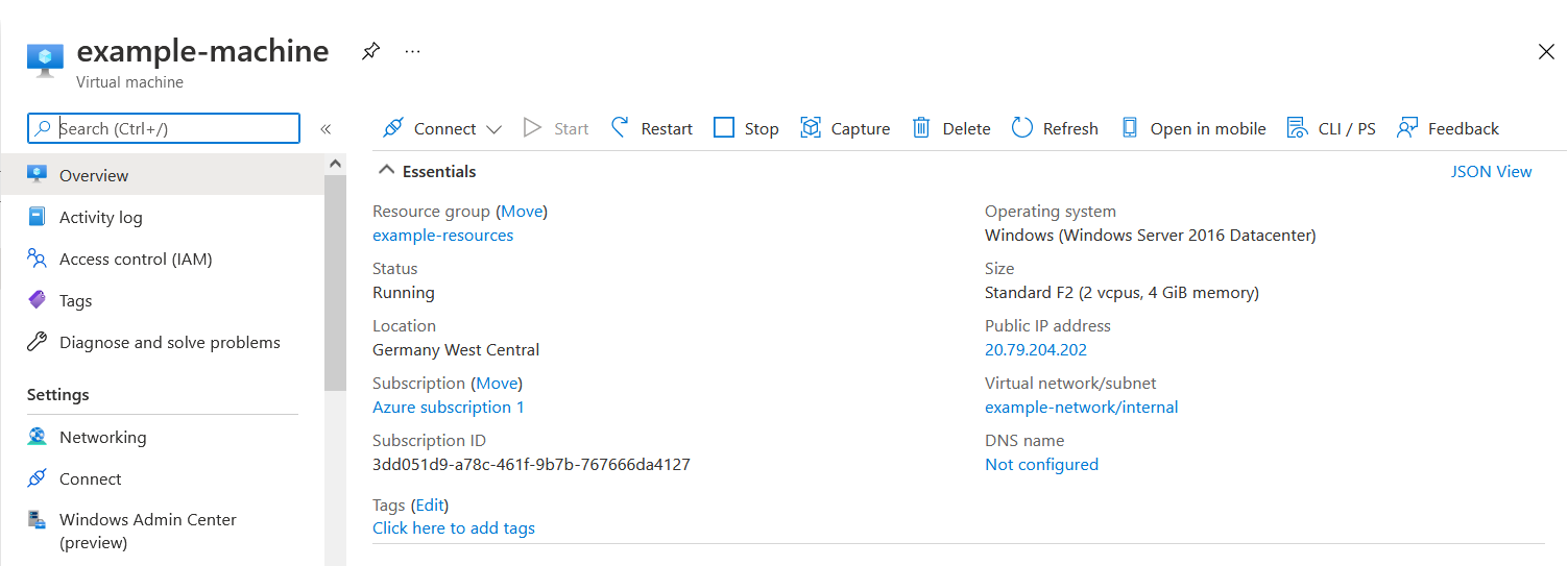 AzurePortal_VM_Running_Details