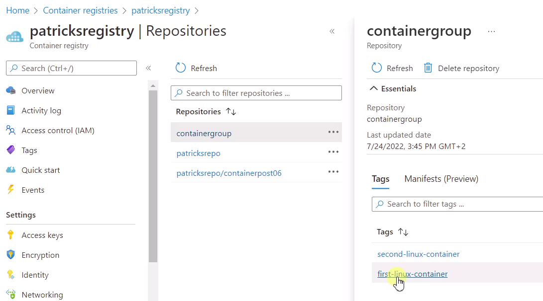 02_Azure-Portal-Container-Registry