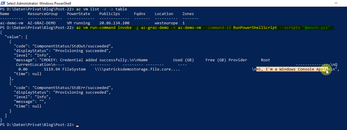 Azure Virtual Machine Execute PowerShell For Mounting A File Share 